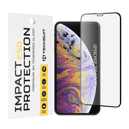 Techsuit skærmbeskyttelsesfilm til Apple iPhone 11 Pro Max / XS Max, hærdet glas, fuld lim, sort