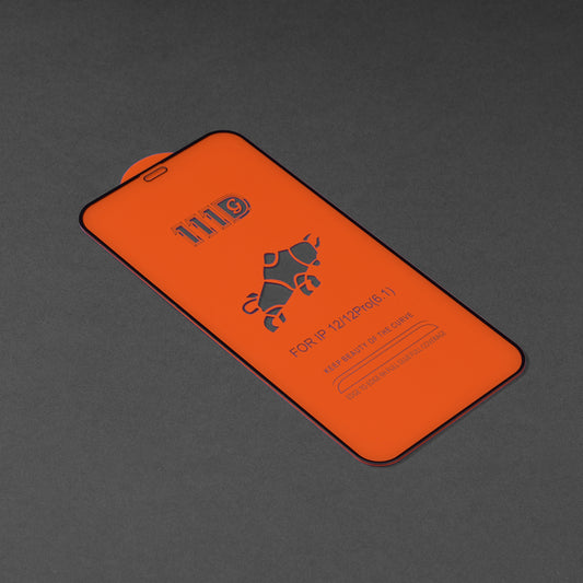 Techsuit skærmbeskyttelsesfilm til Apple iPhone 12 / 12 Pro, hærdet glas, fuld lim, 111D, sort