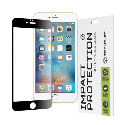 Techsuit skærmbeskyttelsesfilm til Apple iPhone 6s Plus / 6 Plus, hærdet glas, fuld lim, 111D, sort