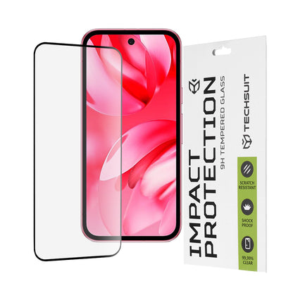 Techsuit Skærmbeskyttelsesfilm til Google Pixel 9a, Hærdet Glas, Full Glue, 111D, Sort