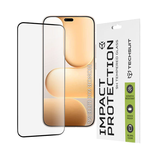 Techsuit Screen Protector for Honor 600 Lite, Tempered Glass, Full Glue, 111D, Black