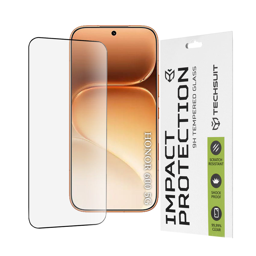 Techsuit Skærmbeskyttelsesfilm til Honor 600 Pro / 600, Hærdet Glas, Full Glue, 111D, Sort