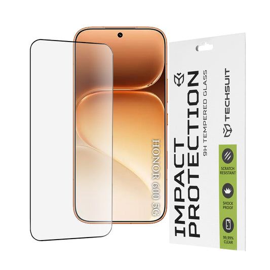 Techsuit Skærmbeskyttelsesfilm til Honor 600 Pro / 600, Hærdet Glas, Full Glue, 111D, Sort