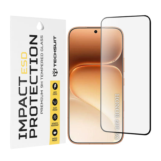 Techsuit skærmbeskyttelsesfilm til Honor 600 Pro / 600, hærdet glas, fuld lim, sort