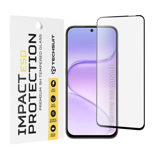 Techsuit Skærmbeskyttelsesfilm til Honor 600 Smart, Hærdet Glas, Fuld Lim, Sort