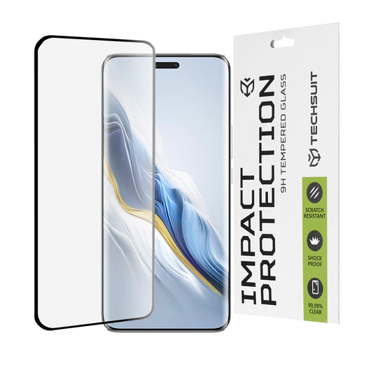 Techsuit Skærmbeskytter til Honor Magic6 Pro, Hærdet Glas, Full Glue, 111D, Sort