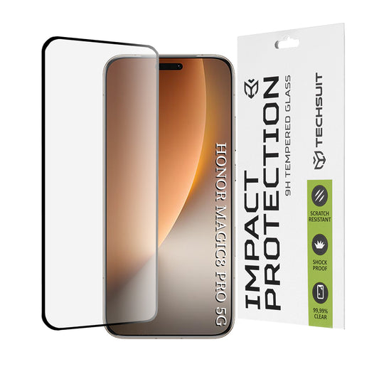 Beskyttelsesfilm Techsuit til Honor Magic8 Pro, Hærdet Glas, Full Glue, 111D, Sort