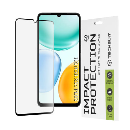 Beskyttelsesfilm Techsuit skærmbeskytter til Honor X5c Plus, Hærdet Glas, Full Glue, 111D, Sort