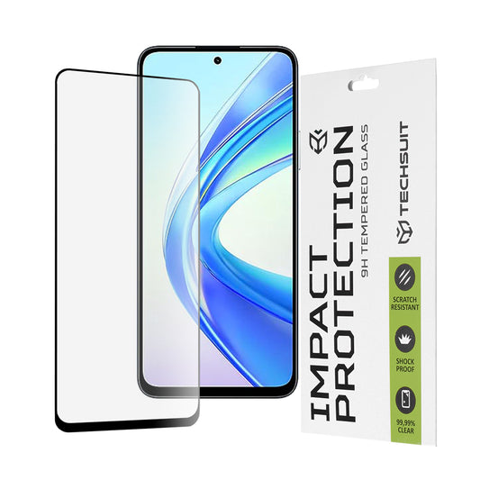 Techsuit Skærmbeskytter til Honor X7b 5G / 90 Smart / X7b 4G, Hærdet Glas, Full Glue, 111D, Sort