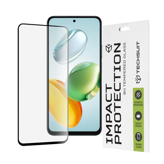 Techsuit Skærmbeskyttelsesfilm til Honor X7c / 200 Smart, Hærdet Glas, Full Glue, 111D, Sort