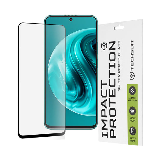 Techsuit skærmbeskyttelsesfilm til Huawei nova 13i / nova 12i, hærdet glas, fuld lim, 111D, sort
