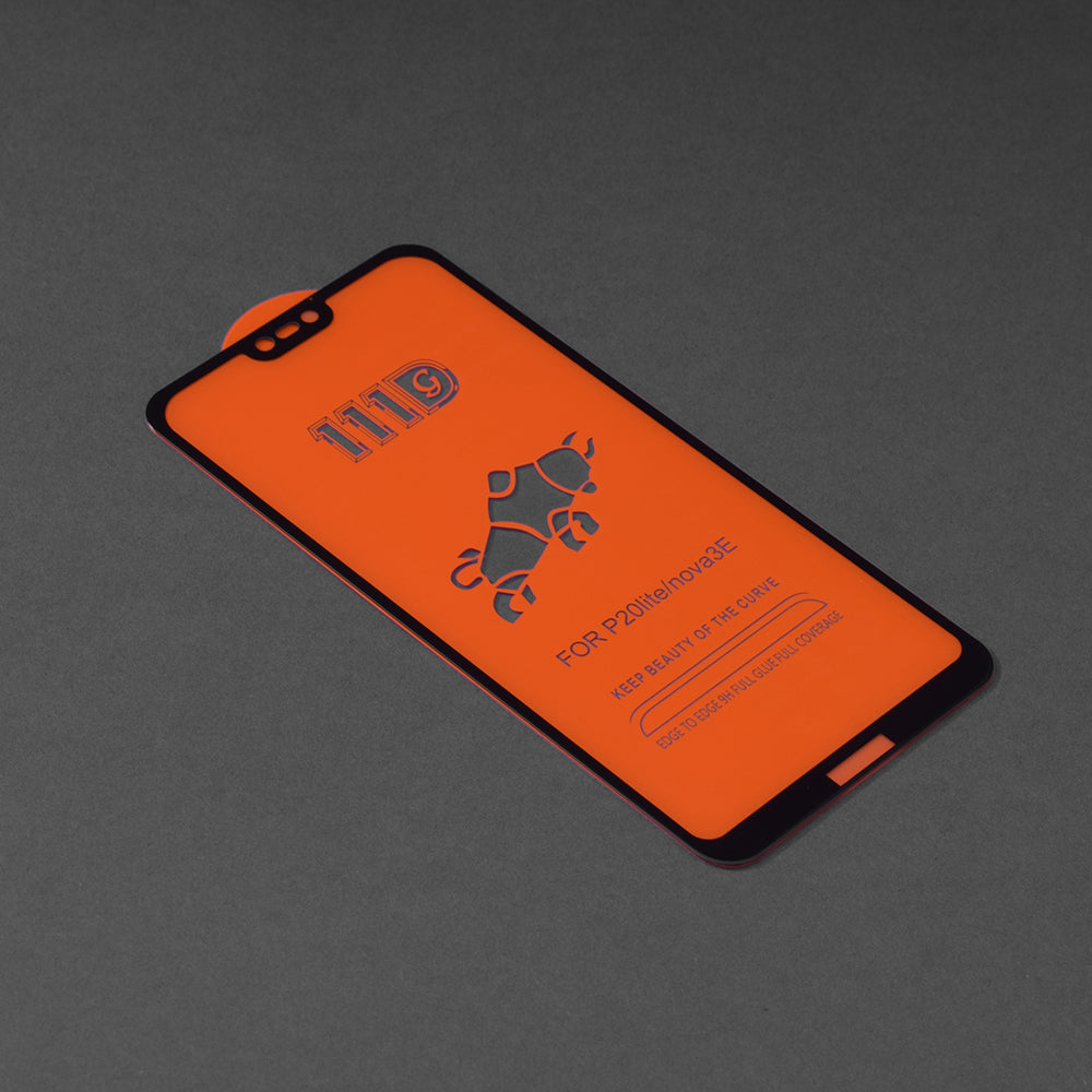 Techsuit Skærmbeskytter til Huawei P20 Lite, Hærdet Glas, Full Glue, 111D, Sort