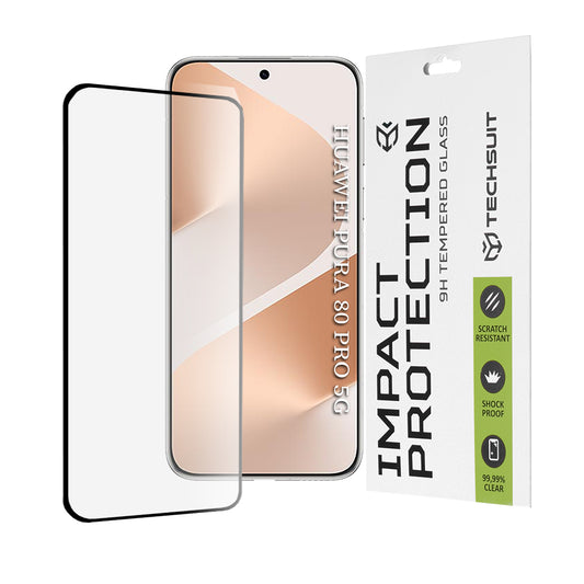 Techsuit Skærmbeskytter til Huawei Pura 80 Pro, Hærdet Glas, Full Glue, 111D, Sort
