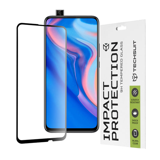 Techsuit Skærmbeskyttelsesfilm til Huawei Y9 Prime (2019) / P Smart Z, Hærdet Glas, Full Glue, 111D, Sort