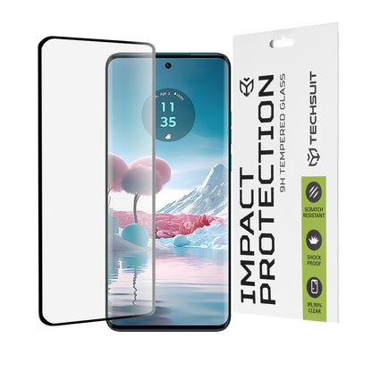 Techsuit Skærmbeskyttelsesfilm til Motorola Edge 40 Neo, Hærdet Glas, Full Glue, 111D, Sort
