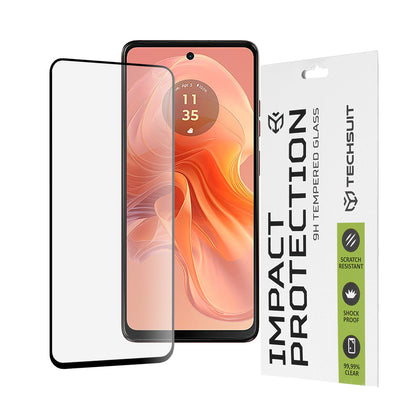 Techsuit Skærmbeskytter til Motorola Moto G04s / E14 / G24 Power / G04 / G24, Hærdet Glas, Full Glue, 111D, Sort