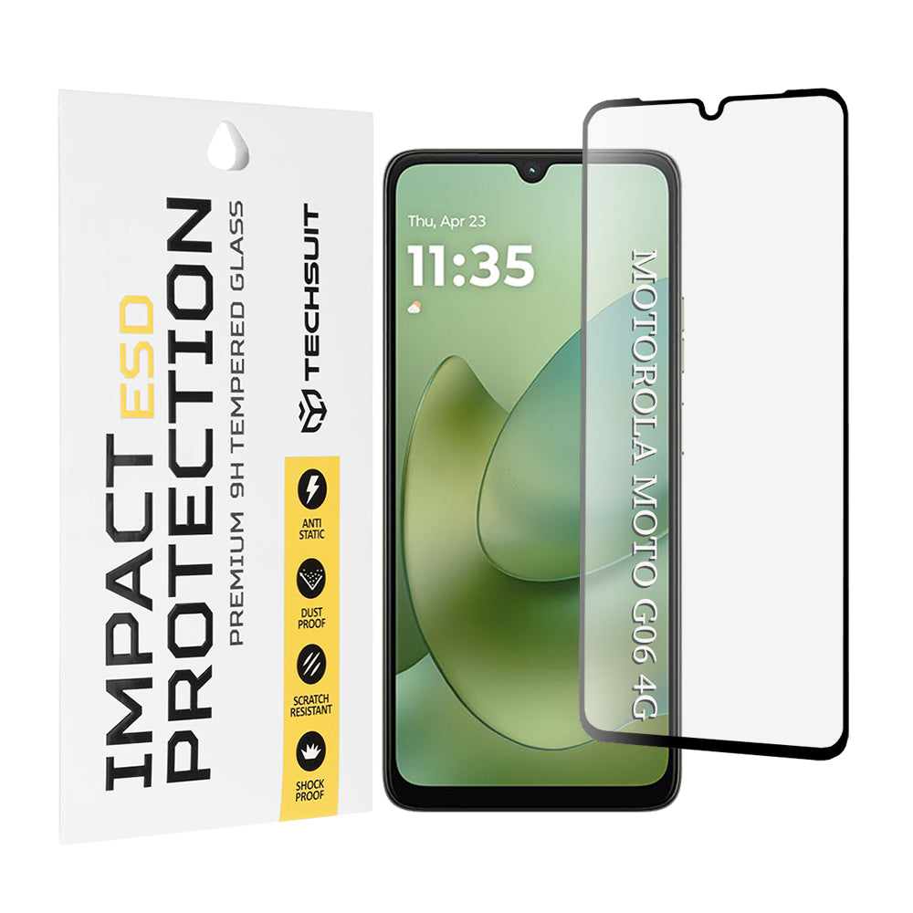 Beskyttelsesfilm til skærm Techsuit til Motorola Moto G06 Power / G06, Hærdet Glas, Fuldklæbende, Sort