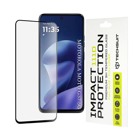 Techsuit Screen Protector Film for Motorola Moto G47 / G37 Power / G37, Tempered Glass, Full Glue, 111D, Black