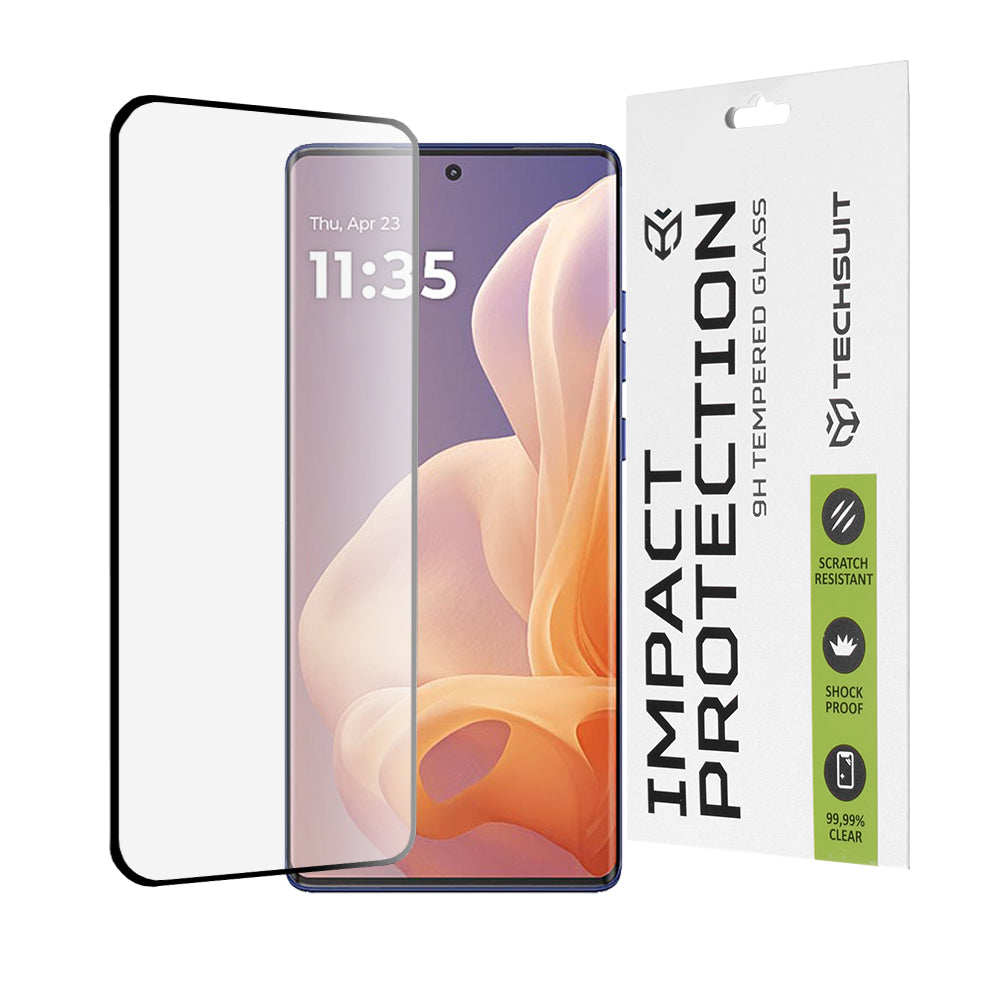 Techsuit Skærmbeskyttelse til Motorola Moto G85, Hærdet Glas, Full Glue, 111D, Sort