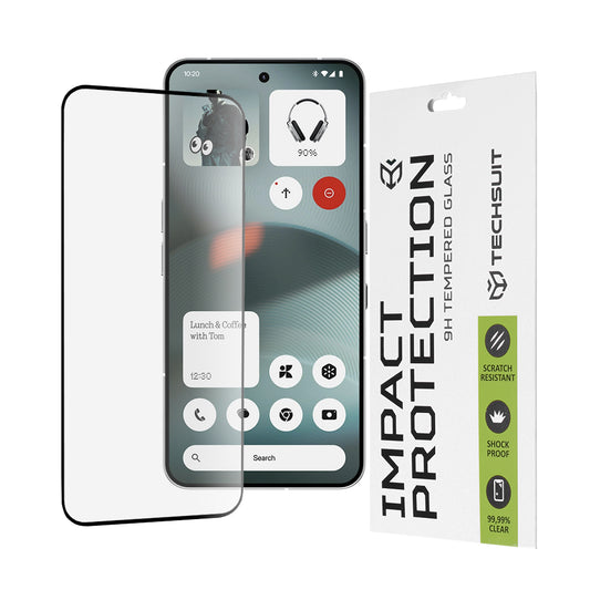 Techsuit skærmbeskyttelsesfilm til Nothing Phone (3), hærdet glas, fuld lim, 111D, sort
