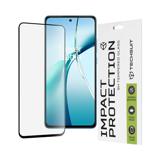 Techsuit skærmbeskyttelsesfilm til OnePlus Nord CE4 Lite, hærdet glas, fuld lim, 111D, sort