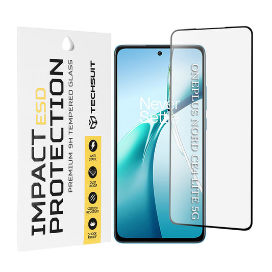 Techsuit skærmbeskyttelsesfilm til OnePlus Nord CE4 Lite, hærdet glas, fuld lim, sort