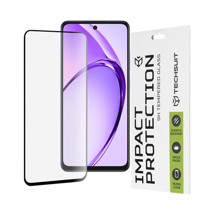Techsuit skærmbeskyttelsesfilm til Oppo A3 4G / A3 5G, hærdet glas, fuld lim, 111D, sort