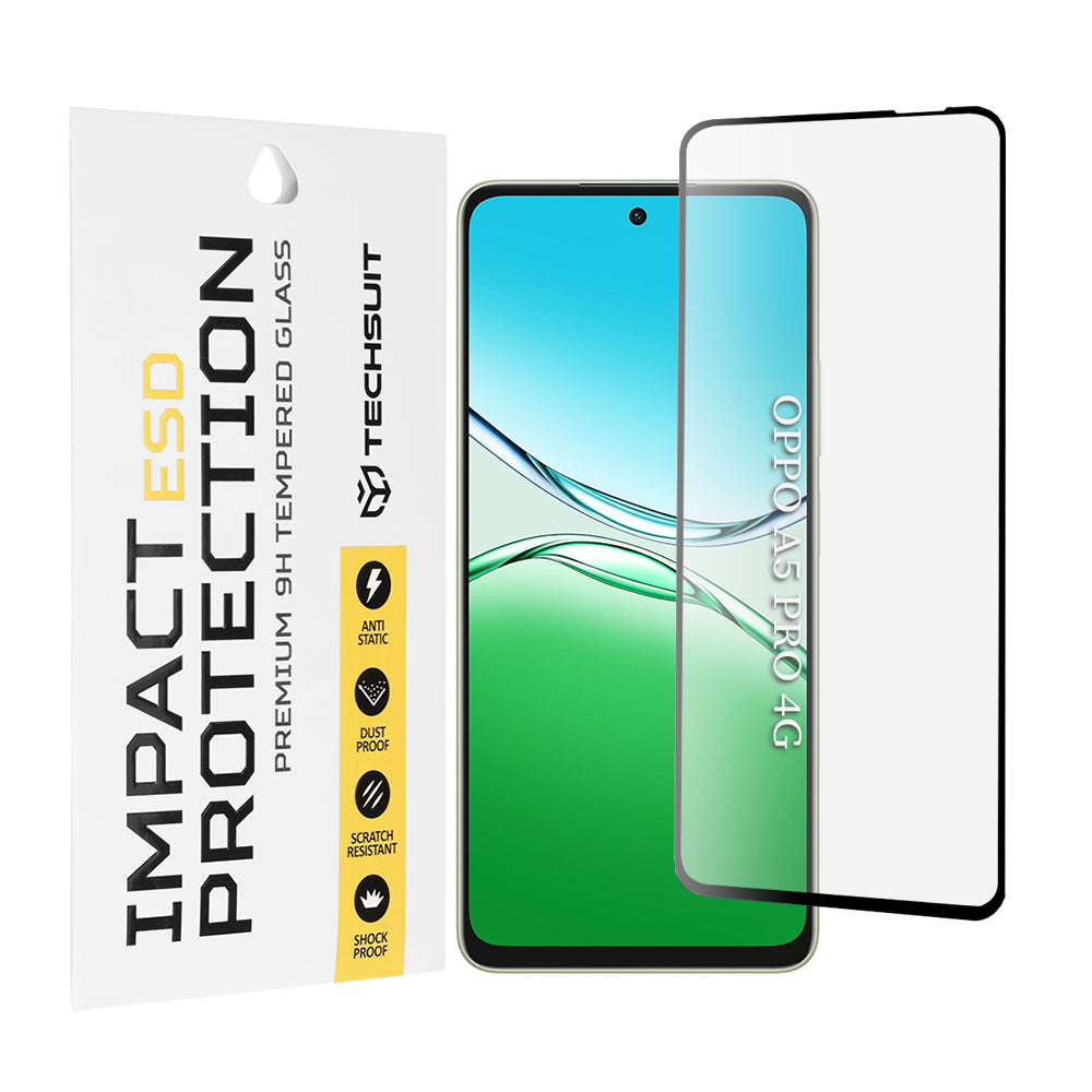 Techsuit skærmbeskyttelsesfilm til Oppo A5 Pro 4G / A5 Pro, hærdet glas, fuld lim, sort