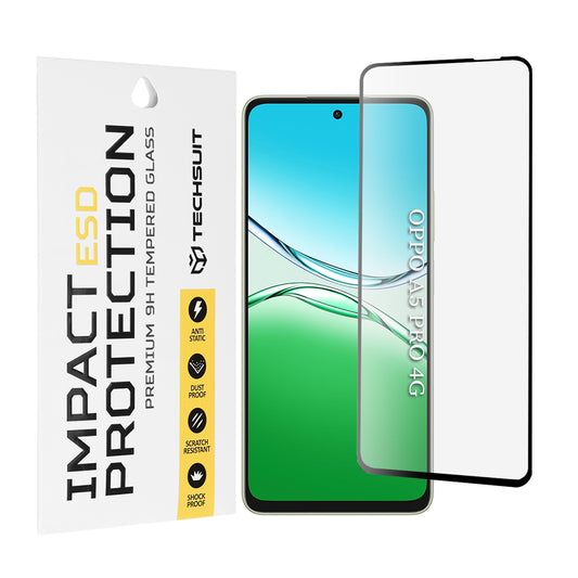 Techsuit skærmbeskyttelsesfilm til Oppo A5 Pro 4G / A5 Pro, hærdet glas, fuld lim, sort