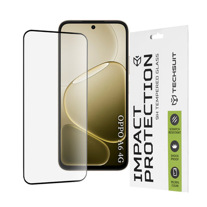 Beskyttelsesfilm Techsuit skærmbeskytter til Oppo A6 4G, Hærdet Glas, Full Glue, 111D, Sort