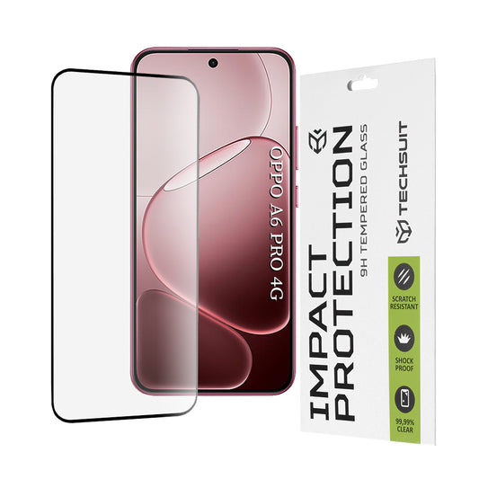 Beskyttelsesfilm Techsuit skærmbeskytter til Oppo A6 Pro 5G / A6 Pro 4G, Hærdet Glas, Full Glue, 111D, Sort