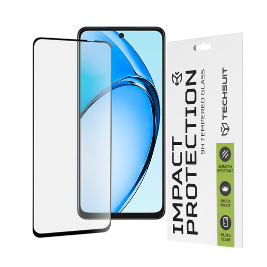 Techsuit Skærmbeskytter til Oppo A60, Hærdet Glas, Full Glue, 111D, Sort