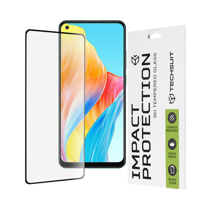 Techsuit skærmbeskyttelsesfilm til Oppo A78 4G, hærdet glas, fuld lim, 111D, sort