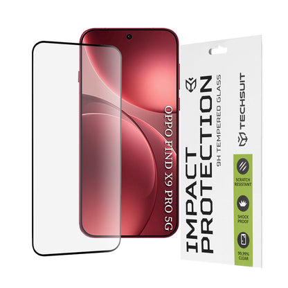 Beskyttelsesfilm Techsuit til Oppo Find X9 Pro, Hærdet Glas, Full Glue, 111D, Sort