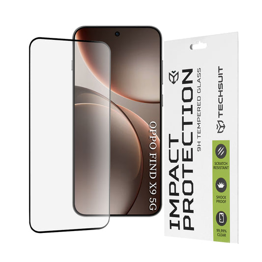 Beskyttelsesfilm Techsuit skærmbeskytter til Oppo Find X9, Hærdet Glas, Full Glue, 111D, Sort