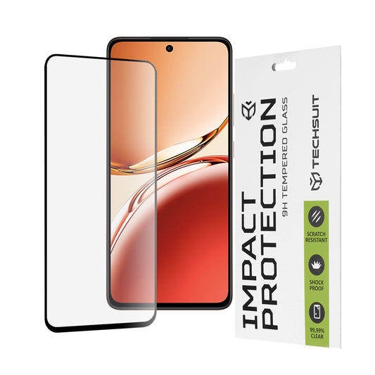 Techsuit skærmbeskyttelsesfilm til Oppo Reno12 FS 5G / Reno12 FS 4G / Reno12 F 4G / Reno12 F, hærdet glas, fuld lim, 111D, sort