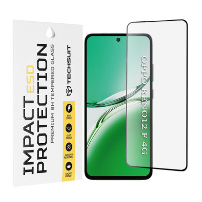 Techsuit skærmbeskytter til Oppo Reno12 FS 5G / Reno12 FS 4G / Reno12 F 4G / Reno12 F, hærdet glas, fuld lim, sort
