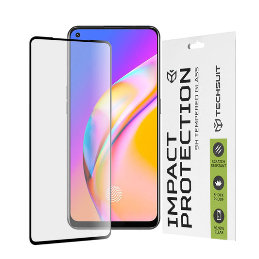 Techsuit Skærmbeskyttelsesfilm til Realme 9 / 9 Pro+ / Oppo Find X5 Lite / Reno7 5G / A94, Hærdet Glas, Full Glue, 111D, Sort