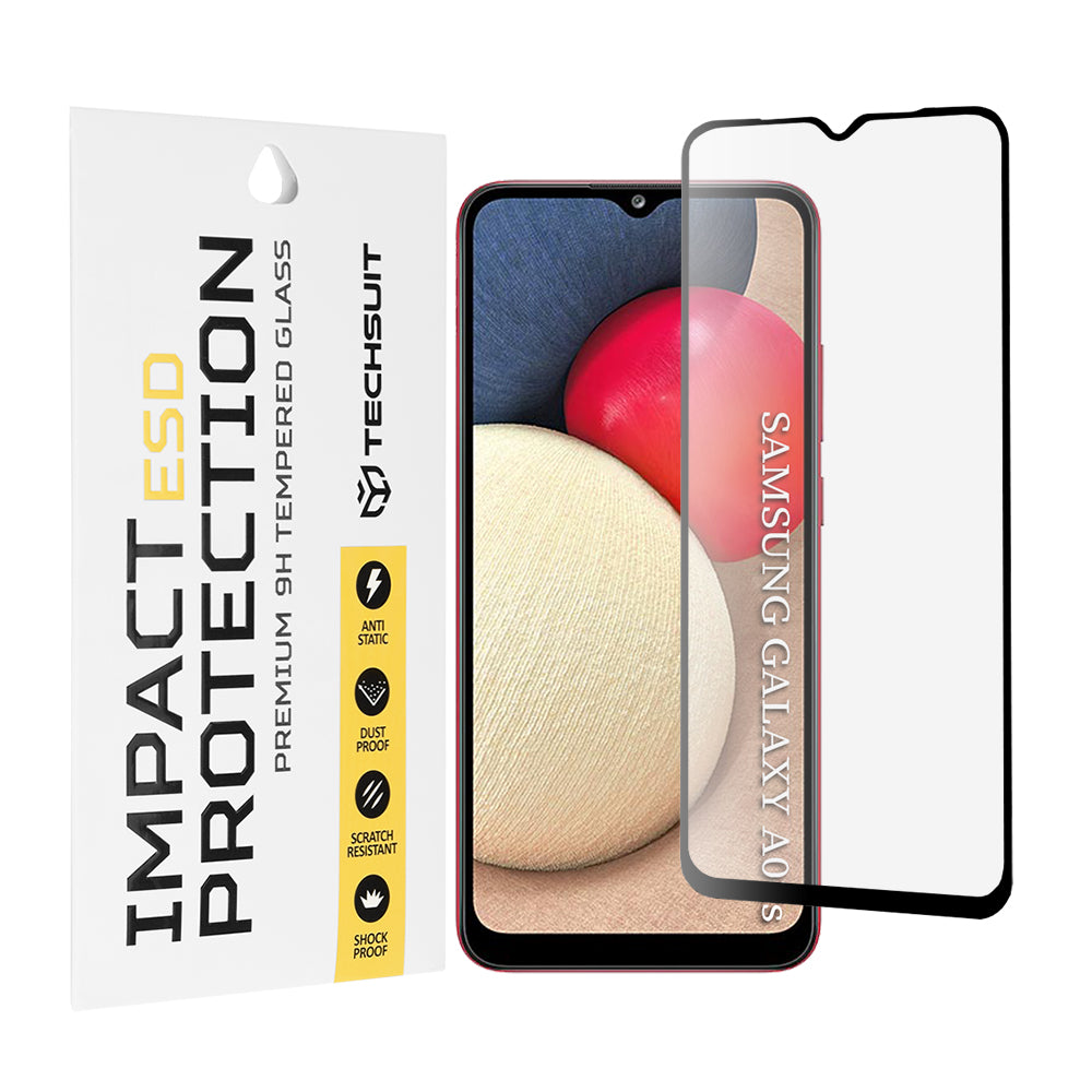 Techsuit Skærmbeskyttelsesfilm til Samsung Galaxy A04e A042 / M04 M045 / A03 A035 / A03 Core A032, Hærdet Glas, Fuld Lim, Sort