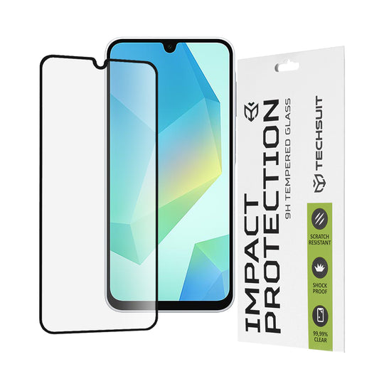 Techsuit skærmbeskyttelsesfilm til Samsung Galaxy A17 4G / A17 5G / A16 5G A166 / A16 4G A165, hærdet glas, fuld lim, 111D, sort