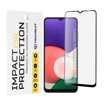 Techsuit Skærmbeskyttelsesfilm til Samsung Galaxy A22 5G A226, Hærdet Glas, Fuld Lim, Sort
