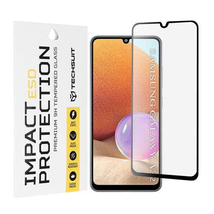 Techsuit skærmbeskyttelsesfilm til Samsung Galaxy A32 A325, hærdet glas, fuld lim, sort