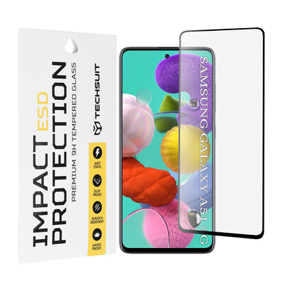 Techsuit skærmbeskytter til Samsung Galaxy A51 5G A516 / A51 A515, hærdet glas, fuld lim, sort