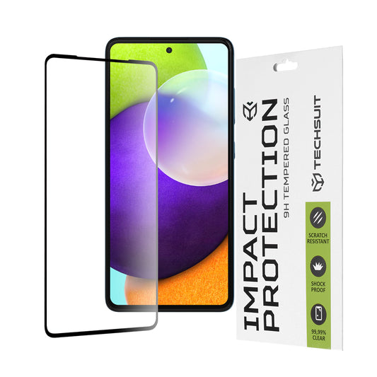 Techsuit Skærmbeskytter til Samsung Galaxy A52s 5G A528 / A52 5G A526 / A52 A525, Hærdet Glas, Full Glue, 111D, Sort