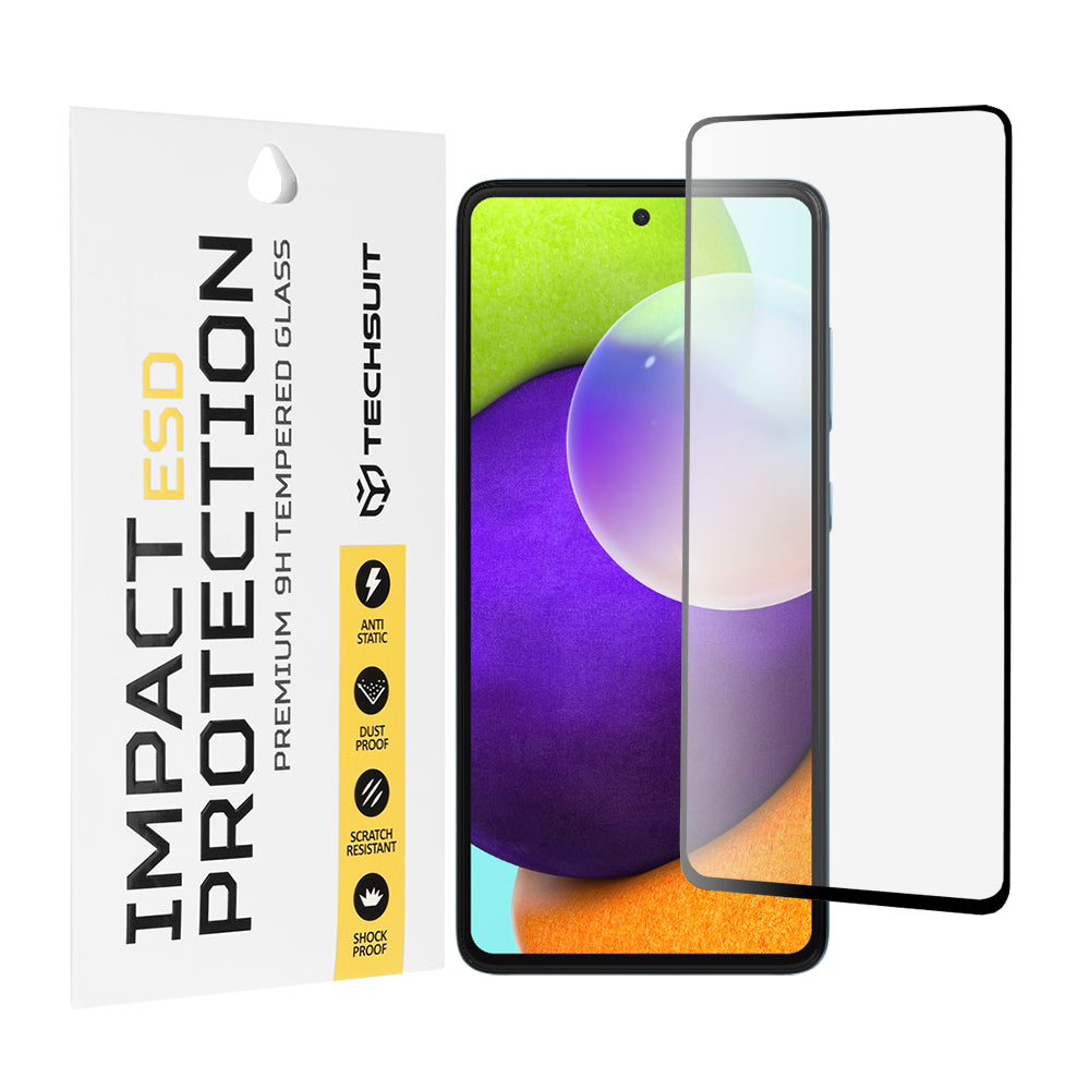 Techsuit skærmbeskytter til Samsung Galaxy A52s 5G A528 / A52 5G A526 / A52 A525, hærdet glas, fuld lim, sort