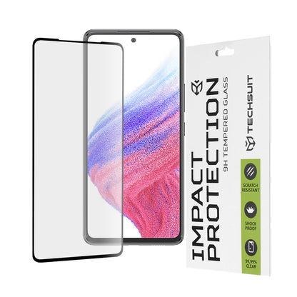 Techsuit skærmbeskyttelsesfilm til Samsung Galaxy A53 5G A536, hærdet glas, fuld lim, 111D, sort