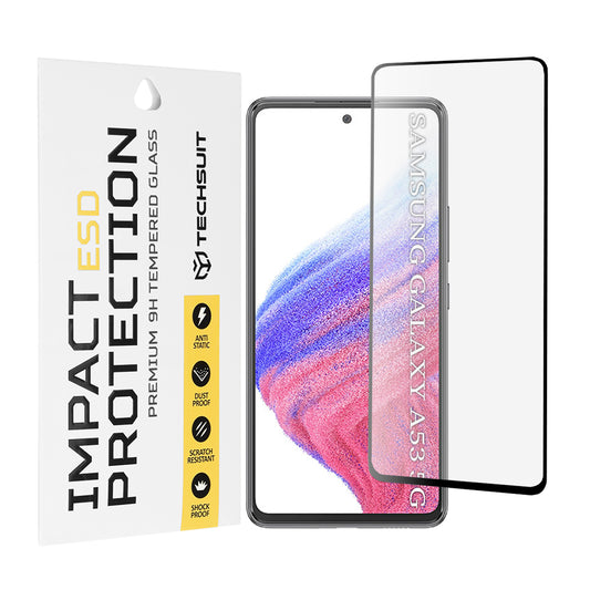 Techsuit skærmbeskyttelsesfilm til Samsung Galaxy A53 5G A536, hærdet glas, fuld lim, sort