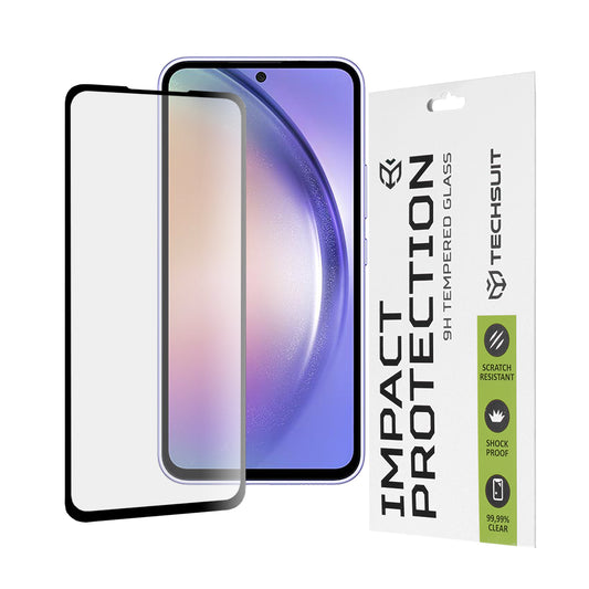 Techsuit skærmbeskyttelsesfilm til Samsung Galaxy A54 A546, hærdet glas, fuld lim, 111D, sort