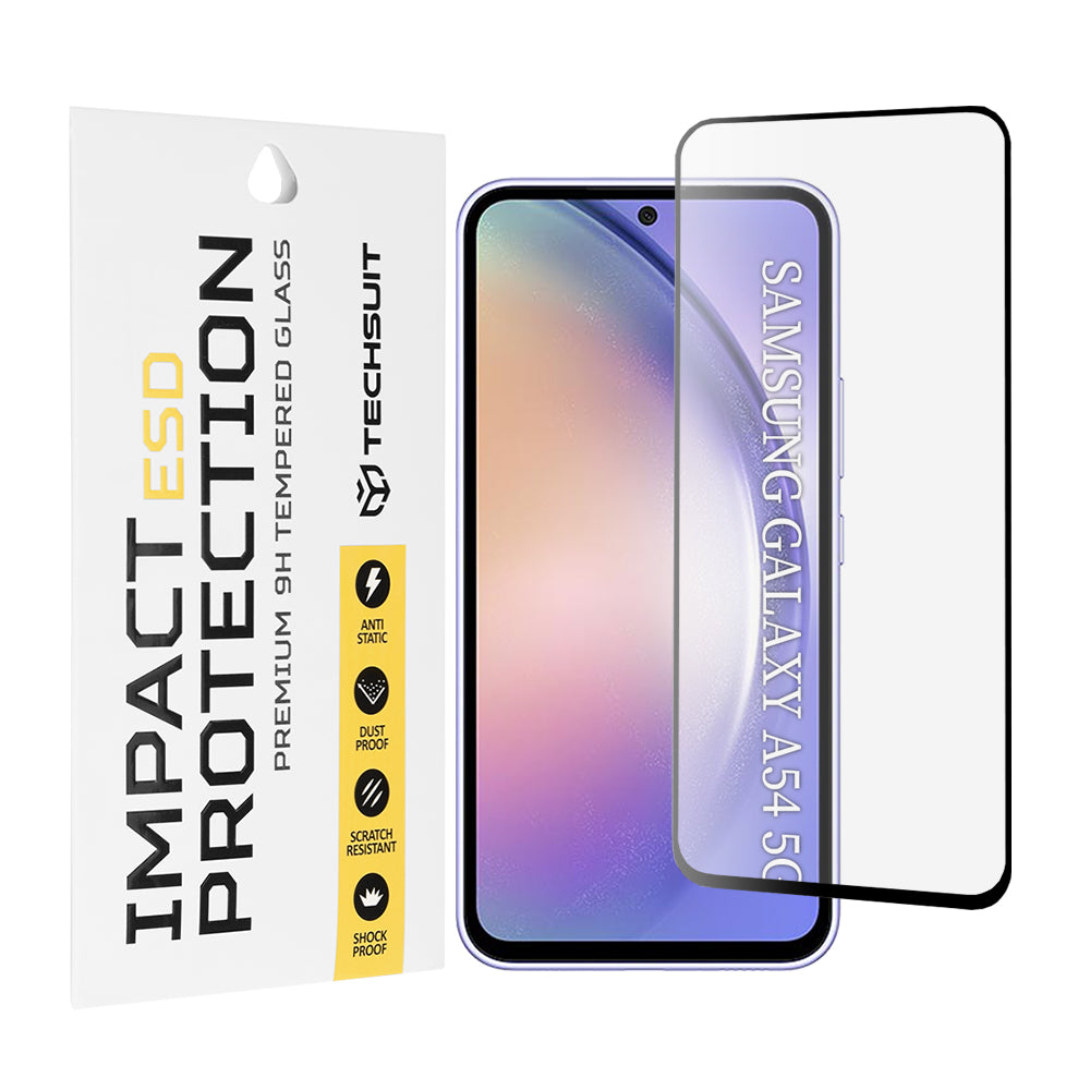 Techsuit skærmbeskytter til Samsung Galaxy A54 A546, hærdet glas, fuld lim, sort
