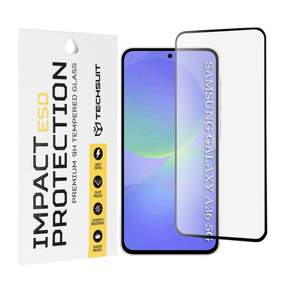 Techsuit skærmbeskytter til Samsung Galaxy A56 A566 / A36 A366, hærdet glas, fuld lim, sort
